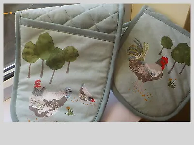 Laura Ashley 'Chicken Design' Double Oven Glove Mid Green BNWT RRP £15-00 • £11.50