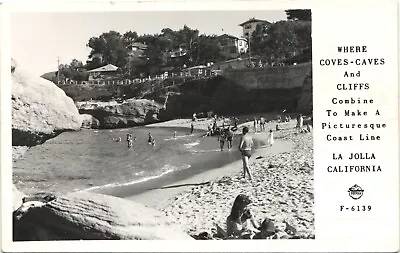 LA JOLLA CA BEACH COVE C1950 Real Photo Postcard Rppc California Frashers • $12.65