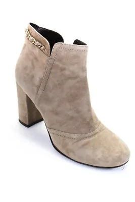 Vince Camuto Womens Suede Chain Link Ankle Boots Beige Size 38.5 8.5 • $41.49
