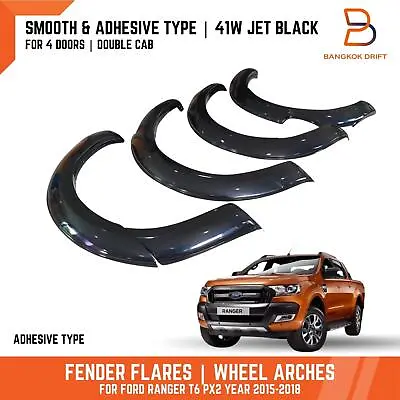 Jet Black 41w Fender Flares Arches Fit Ford Ranger Px2 2015-2018 4 Door Dual Cab • $528