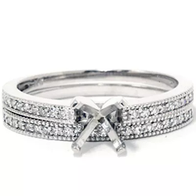 1/4CT Diamond Engagement Brial Ring Set Semi Mount 14K White Gold • £390.08