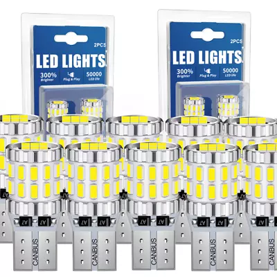 10X T10 30* 3014 SMD LED Canbus White 194 168 W5W Car Side Light Dome Lamp Bulbs • $49.99