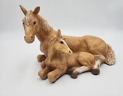 Beautiful Horse Pals Figurine Statue 1998 Made In USA  Foal Mom Ceramic 13  X 8  • $119
