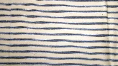 Vtg 31w X 19l Heavy Denim Like Blue Cotton Pillow Ticking Fabric Craft Farmhouse • $6.99