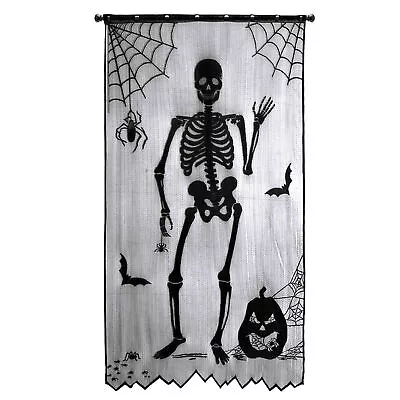 Halloween Lace Decorative Curtains Bats/Skull/Imp Crawling/Witch Curtains Black  • $18.37