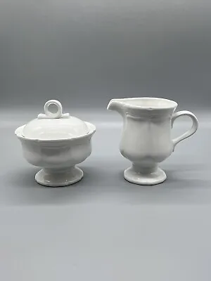 Mikasa F9000 Japan French Countryside White Creamer And Sugar Bowl With Lid • $22