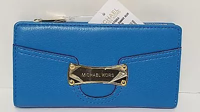 Michael Kors Saratoga Summer Blue T Z Continental Leather Wallet NWT • $129.99