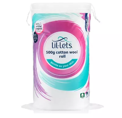 Lil-Lets.  Cotton Wool Roll. Extra Large 500g Pack.  100% Pure Cotton Wool Soft. • £7.89