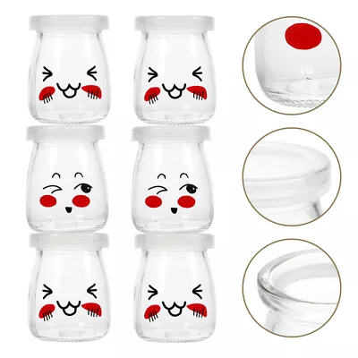 6 Pcs Mini Jam Jars Yogurt Pudding Glass Bottles With Lids 100ML-MY • $31.78