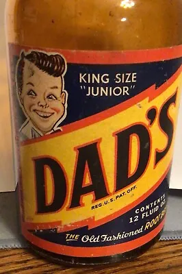 Dads Paper Label Stubbie Root Beer Soda  Bottle Chicago Illinois Ill Il King Siz • $26