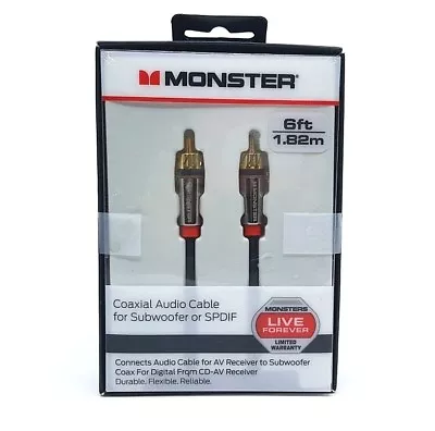Monster 6 Ft Coaxial Audio Cable For Subwoofer Or SPDIF For Receivers • $11.44