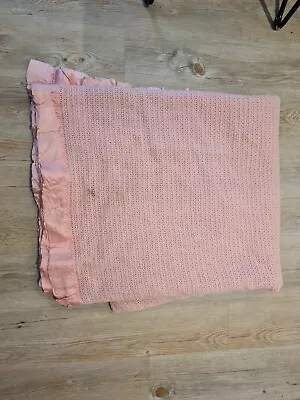 £39.99 • Buy Pink Vintage Atkinson Merino Wool Cellular Blanket  Large Double Warm