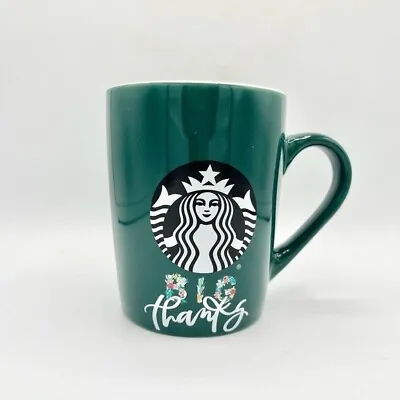 STARBUCKS 2020 GREEN MERMAID SIREN  BIG THANKS FLORAL Coffee Tea Mug 10 Oz NEW • $17.29