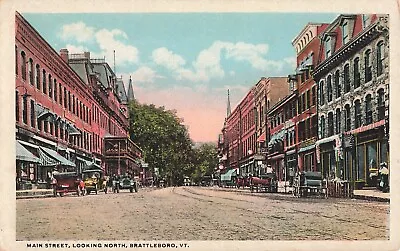 Brattleboro Vermont Postcard Main Street Classic Cars  C 1916   R3 • $6.99