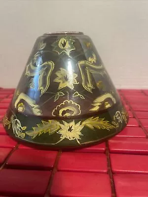 BeautifulVintage Yankee Candle Shade Hand Painted Leaf Floral Glass • $15