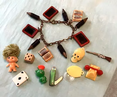 40's - 60s VINTAGE Celluloid Plastic Bracelet Charm Cracker Jack Prizes Misc Lot • $30