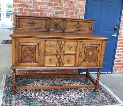 English Antique Oak Jacobean Sideboard / Buffet / Bar Cabinet • $2400