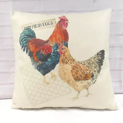 Brown Chicken Cushion Cover Decorative Vintage Country Style Farmyard Animal 17  • £9.99