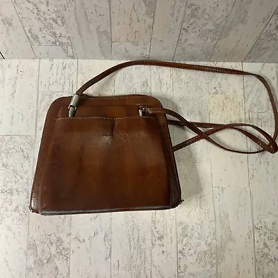 Alex Valentino Shoulder Crossbody Handbag Brown Leather Italian Made Vintage • $35