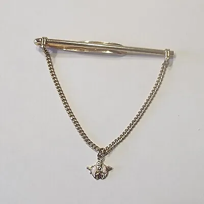 Masonic Shriners FreeMason 1/20 12 Kt Gold Filled Anson Tie Bar With Chain • $20