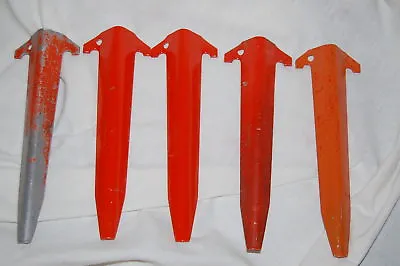 Lot Of 5 Usgi Metal Tent Stakes  Pins For Vintage Pup Tent Half Shelter Orange • $9.99