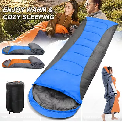 3-4 Season Single Sleeping Bag Camping Adults Waterproof Winter Warm Wearable UK • £18.99