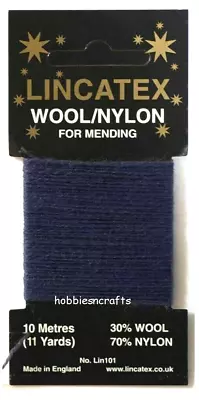 NAVY Thread For Darning & Mending Lincatex - 30% Wool 70% Nylon 10 Metres • £1.45