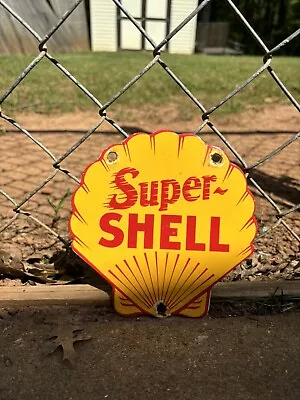 Vintage Porcelain Super Shell Gas Station Pump Plate Gas And Oil Sign • $12.50