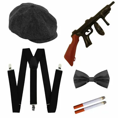 Peaky Blinders Set Includes Cap Braces Bow Tie Fake Cigarettes Toy Tommy Gun • £18.99