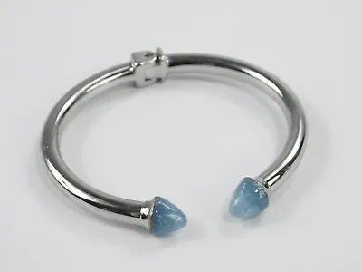 Vita Fede Italy S Silver Tone Blue Lucite Titan Hinged Bangle Bracelet 6  • $54.99