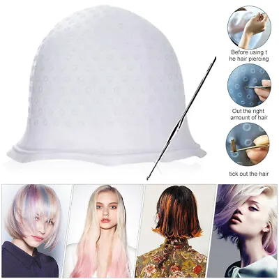 £4.29 • Buy Highlight Cap Silicone Cap For Hair Highlight Dyeing Cap DIY Dyeing With Hook UK