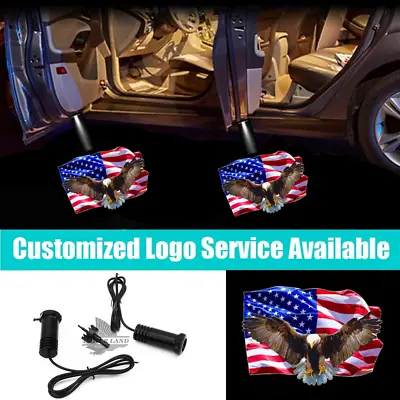 $18.04 • Buy 2x LED Car Door USA American Flag Bald Eagle Logo Welcome Projector Shadow Light