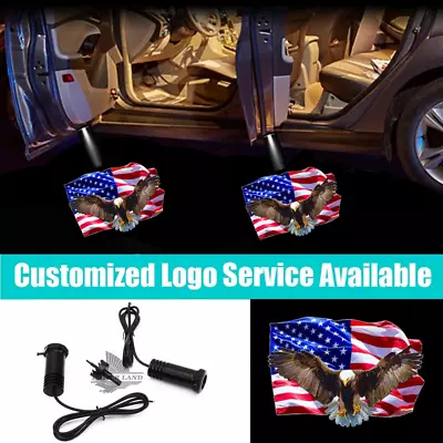 2x LED Car Door USA American Flag Bald Eagle Logo Welcome Projector Shadow Light • $18.04