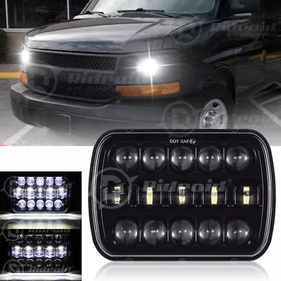 5X7  7X6  LED Headlights Square Black For Chevy Express Cargo Van 1500 2500 3500 • $32.99