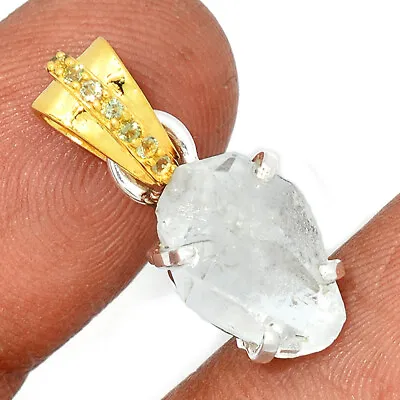 18k Gold Plating - Natural Herkimer Diamond & Moldavite  Silver Pendant CP19743 • $20.99