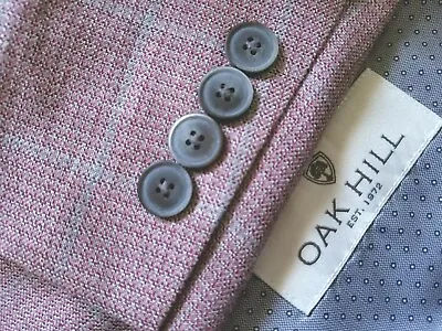 Oak Hill 4X 58R 60R Pink Blue Check SILK WOOL Textured Blazer Jacket Sport Coat  • $134.96