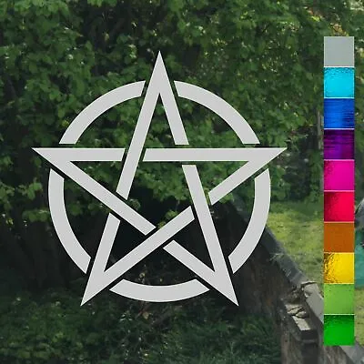 Pentagram Pentangle Frosted Etch Or Stained Glass Effect Window Sticker Decal • £4.20