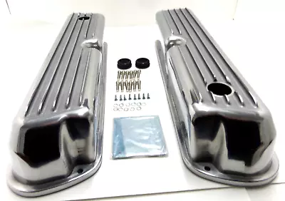  SBF Ford 302 Tall Finned Polished Aluminum  Valve Covers 289 351W 5.0 1962-85 • $99.95