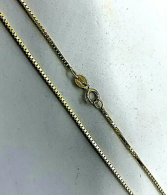 14K Solid Yellow Gold Fine Box Chain Necklace Women's .50mm Length 16  To 24  • $94.99