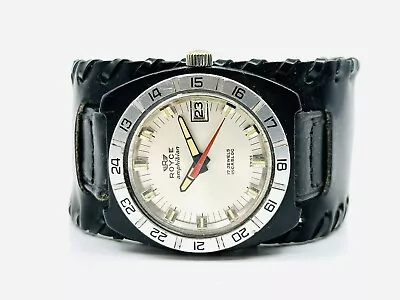 Vintage Royce Amphibian Dive Diving Watch Automatic Date Incabloc Swiss Leather • $36.53