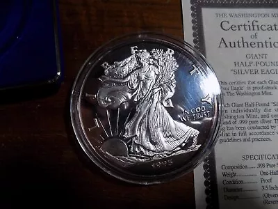 1995 Washington Mint Half Pound (8 Troy Oz) .999 Silver American Eagle Box & COA • $2.99