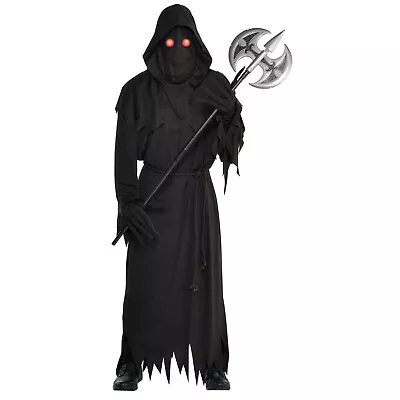 Mens Glaring Grim Reaper Man Scream Halloween Zombie Horror Fancy Dress Costume • £26.99