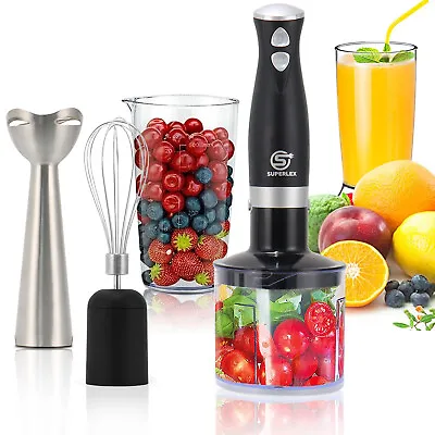 Handheld Blender Stick Food Processor Mixer Whisk & Chopper&Cup Stainless Steel • £23.15