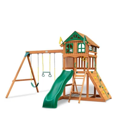 $1340.70 • Buy Gorilla Playset With Wood Roof Wave Slide Rock Wall Sandbox Plastic