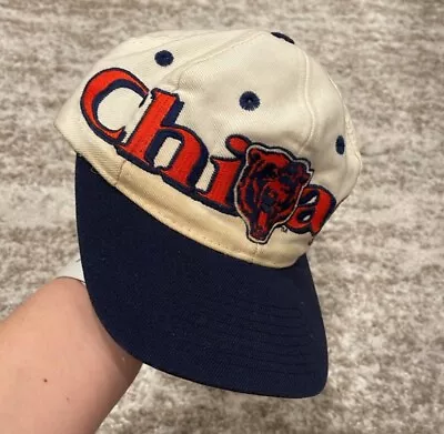 Vintage 90s Logo Athletic 7 Spellout NFL Chicago Bears Snapback Hat Cap • $45