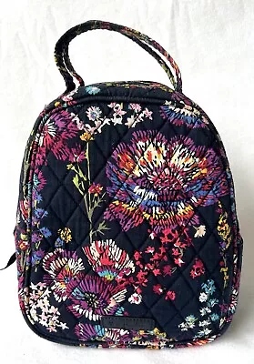 VERA BRADLEY MIDNIGHT WILDFLOWERS LUNCH BUNCH INSULATED BAG TOTE W/HANDLES EUC D • $14.99