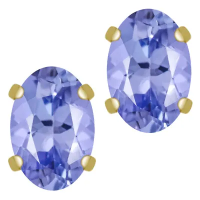 1.00 Ct Tanzanite 10K Yellow Gold Stud Earrings 6X4MM • $77.99