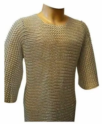 Medieval Chain Mail Shirt Butted Chainmail Haubergeon Reenactment LARP • £44.75