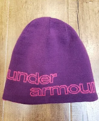 UA UNDER ARMOUR Beanie Hat Adult One Size Purple Pink Stretch Original Basic Cap • $12.99