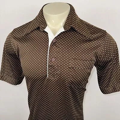 Vtg 60s 70s Disco Shirt Butterfly Collar Stretch Saturday Night Fever Mens Large • $49.99